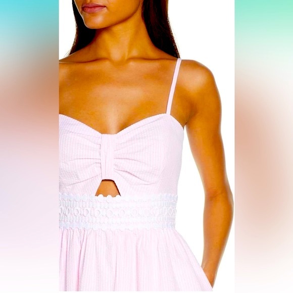 Lilly Pulitzer Capri Coral Seersucker A-Line Katlynn Dress Pink/White New - Picture 7 of 7